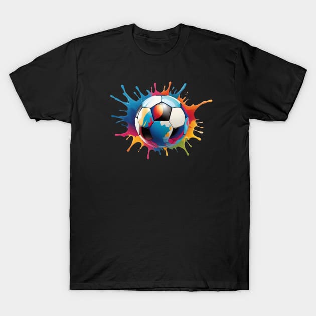 Color Splash Football Soccer Ball Lover Design T-Shirt by TF Brands